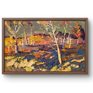 Oil painting landscape original oil painting on canvas autumn yellow forest landscape handmade art nature unframed fall wall art