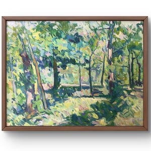 Pintura a óleo paisagem original, pintura em papelão, paisagem florestal, arte artesanal, natureza, sem moldura, paisagem de árvores, arte de parede