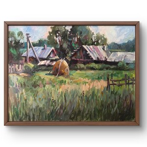 Pintura a óleo paisagem original pintura a óleo sobre papelão verão marrom paisagem rústica arte artesanal natureza sem moldura floresta verde arte de parede