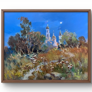 Pintura al óleo paisaje original, pintura sobre cartón, paisaje de bosque verde, arte hecho a mano, naturaleza, sin marco, paisaje de verano, arte de pared