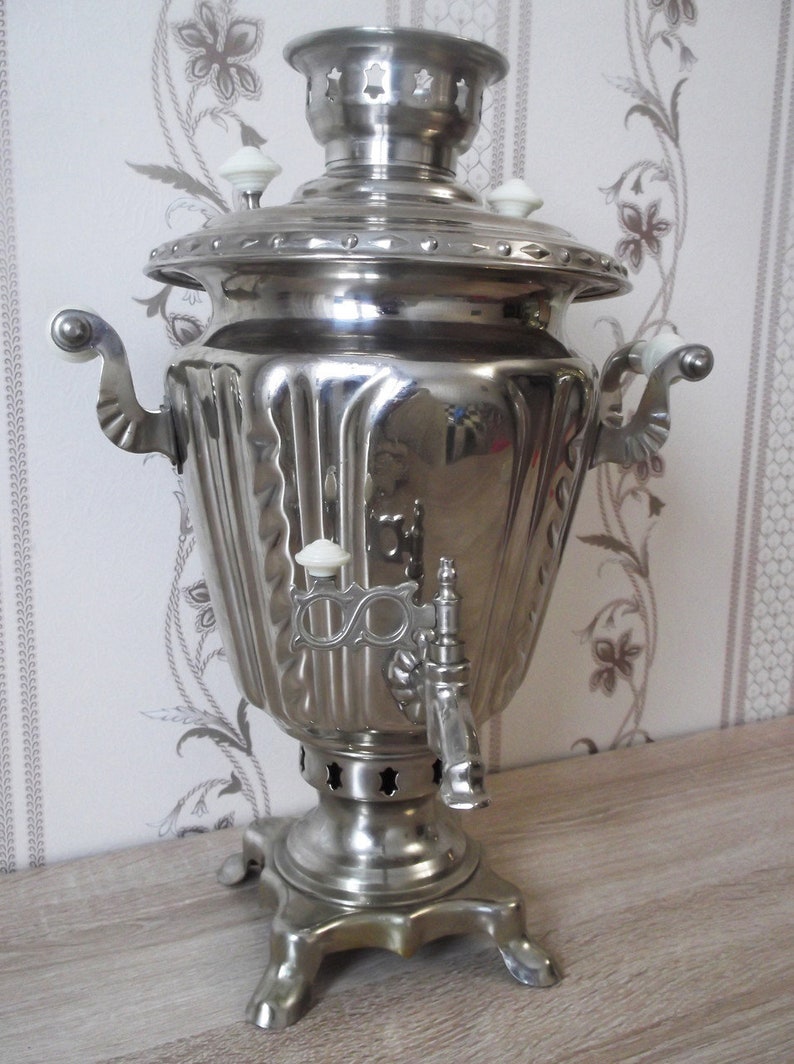 Samovar Electric Tula samovar 3 liter nickel-plated cone with pigtails Home Living Kitchen Dining Coffee Tea Makers Teapots Appliances USSR