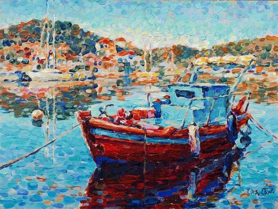 絵画 Acrylic painting A3 24х36' Original Acrylic Landscape Art - Before the Night - Etsy