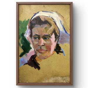 Retrato pintado al óleo original, pintura sobre cartón, retrato de mujer, arte hecho a mano, interior, sin marco, retrato de lechera, arte de pared