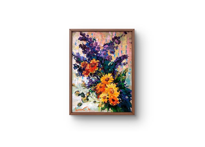 Oil Painting Still Life Original, Painting on Canvas, Autumn Flowers
