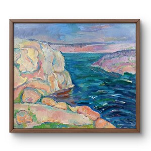 Oil painting landscape original oil painting on canvas summer river blue landscape handmade art nature unframed gray cloudy landscape