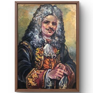Retrato pintado al óleo original, pintura sobre cartón, retrato de oficial, arte hecho a mano, sin marco, retrato de hombre, arte de pared, decoración de pared