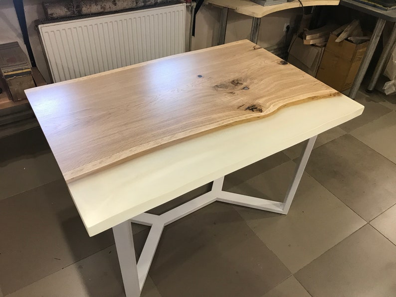 White Epoxy Resin River Table