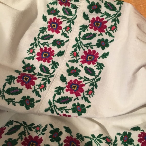 Green flowers vintage vyshyvanka ukrainian ukraine embroidery women's clothing dresses folk handmade boho