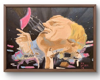 Pintura al óleo abstracta original, pintura sobre lienzo, retrato de hombre, arte hecho a mano, interior, sin marco, arte contemporáneo, arte de pared