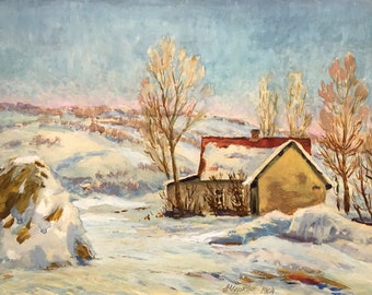 Gouache painting Winter has come Cherkas A.G. original picture painter signed art work & collectibles kitchen decor n714