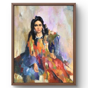 Original Oil Painting Portrait: Abstract Woman on Canvas, Unframed