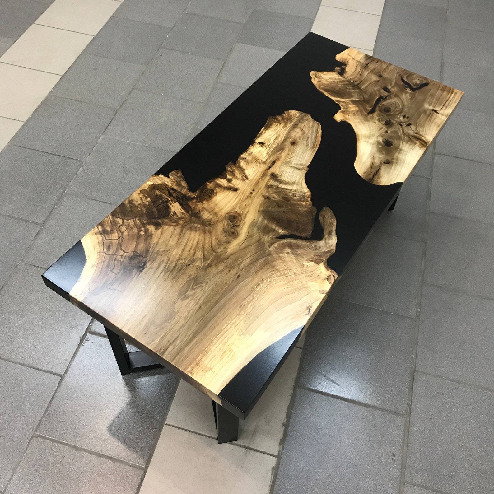 Dining and End Tables Black epoxy resin river table Home & Etsy