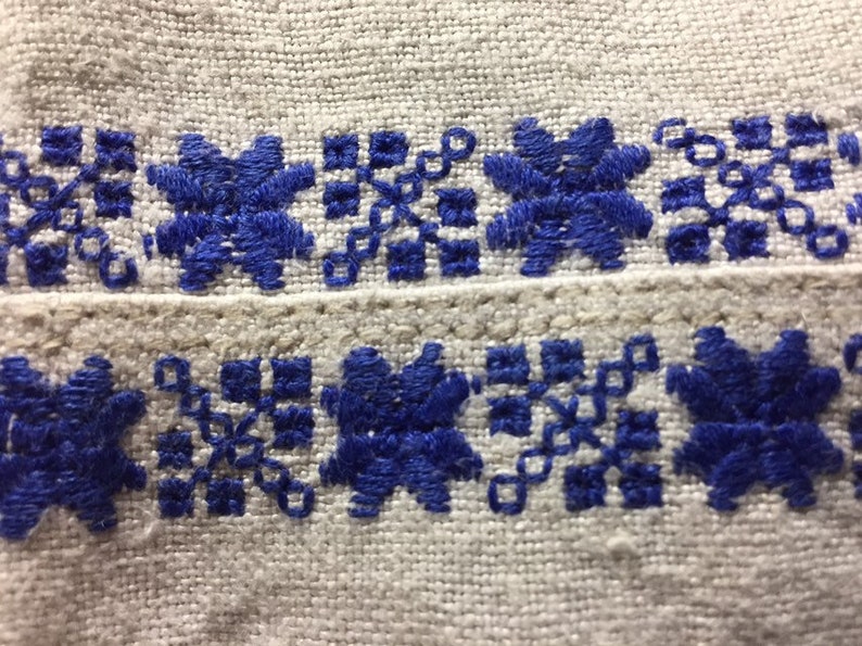 White and blue embroidered shirt Ukrainian vyshyvanka in diffucult technique handmade embroidery ethno shirt vintage sorochka