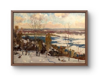 ルーヴシエンヌの雪 - アルフレッド・シスレーの手描き油絵複製、冬の