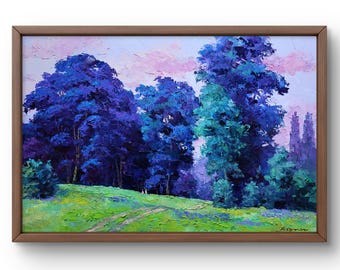 グアッシュの風景画（オリジナル）、段ボールに描かれたグアッシュの