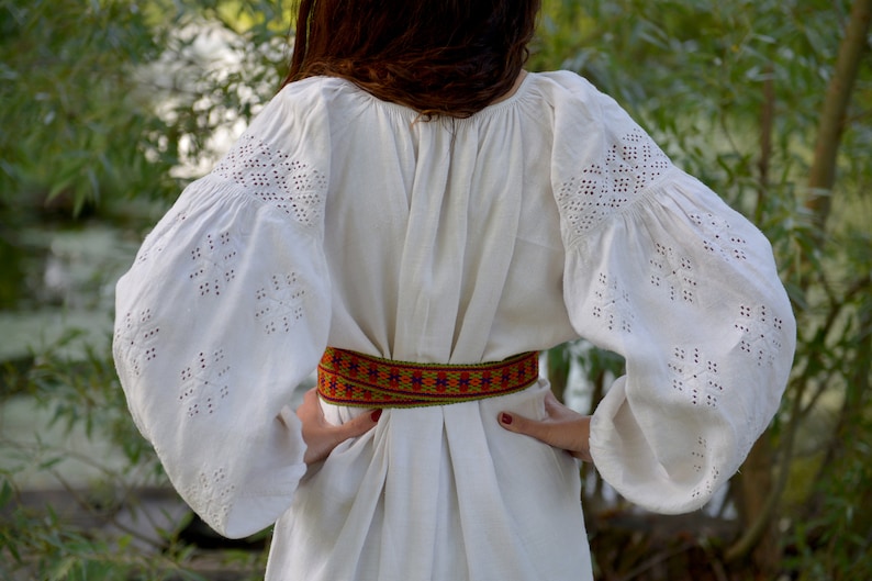 White and brown Ukrainian vintage vyshyvanka in diffucult technique handmade embroidery vintage shirt ethno sorochka \u30a6\u30af\u30e9\u30a4\u30ca \u523a\u7e4d