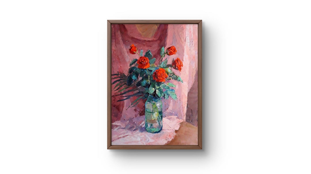 Oil Painting Still Life Original, Oil Painting on Canvas, Bouquet of