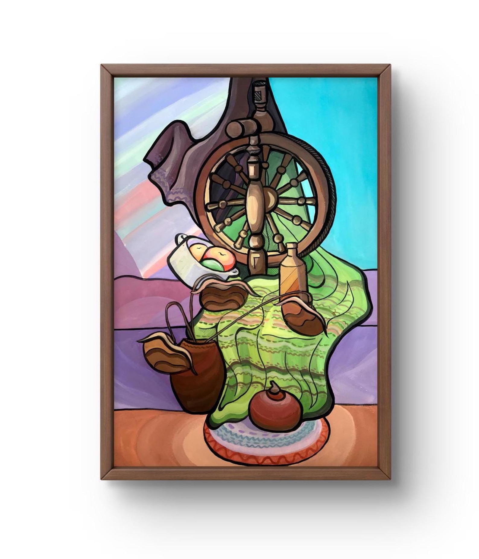 Acrylic Painting Still Life Original, Painting on Paper, Interior Still