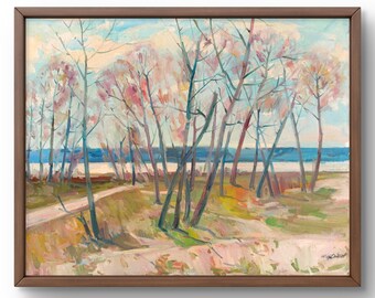 Oil painting landscape original, painting on canvas, autumn landscape, handmade art, nature, unframed, trees landscape, wall art