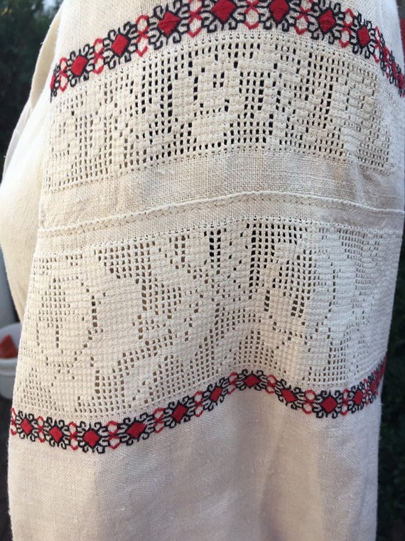 Hemstitch white red and black | vintage ukrainian