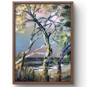Dipinto ad acquerello paesaggio originale, dipinto su carta, paesaggio marino, arte fatta a mano, natura, senza cornice, paesaggio estivo, arte murale