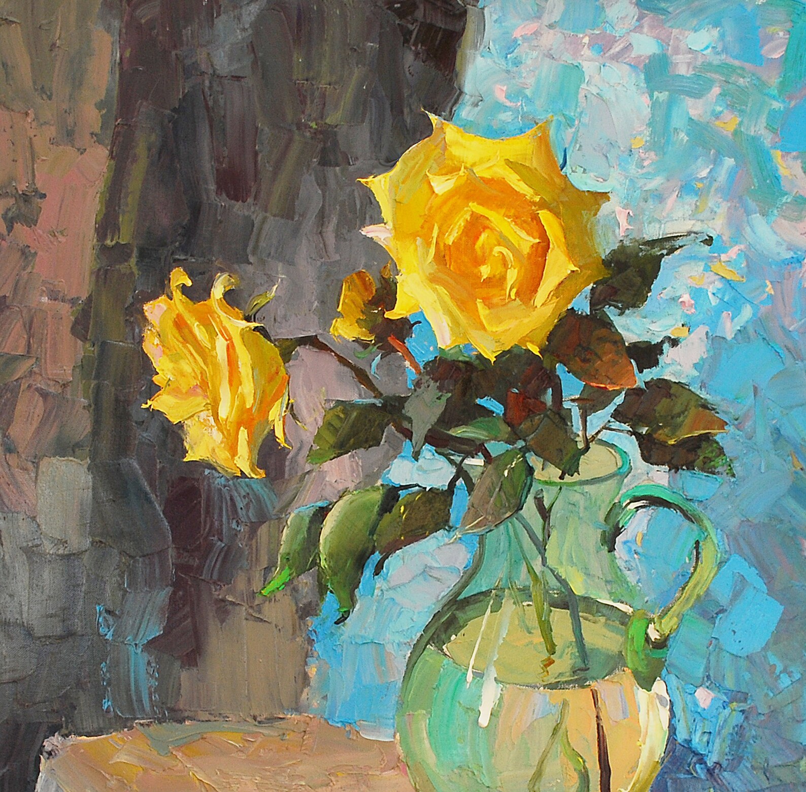 Oil Painting Yellow Roses Egor Ktpatunov Original Picture Etsy