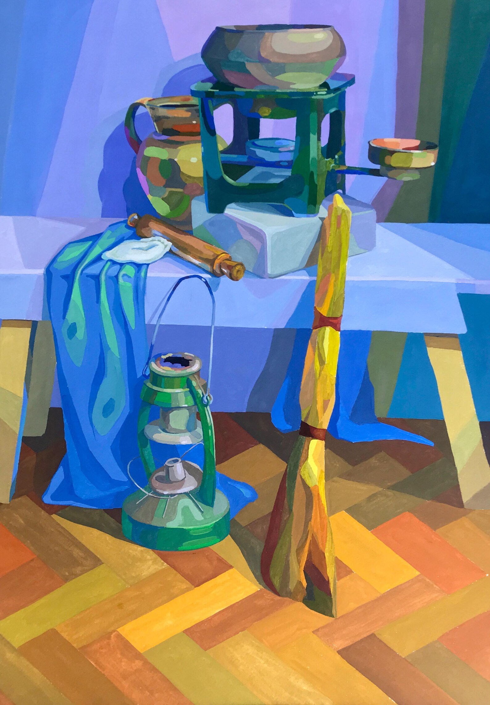 Acrylic Painting Still Life Original, Painting on Paper, Interior Still