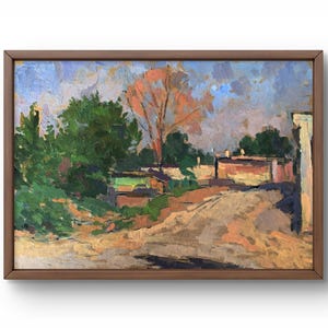 Pintura al óleo paisaje original, pintura sobre cartón, paisaje de ciudad, arte hecho a mano, naturaleza, sin marco, paisaje de verano, arte de pared