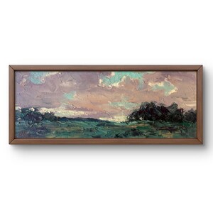 Pintura al óleo paisaje original, pintura sobre cartón, paisaje al atardecer, arte hecho a mano, naturaleza, sin enmarcar, paisaje al atardecer, arte de pared