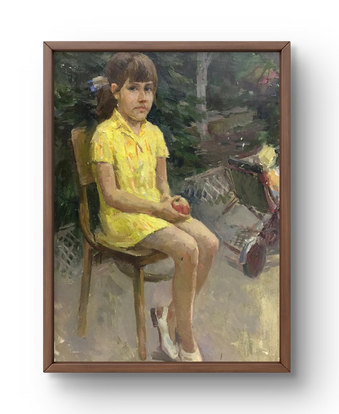 Oil Painting Portrait Original, Oil Painting on Canvas, Girl in Yellow ...