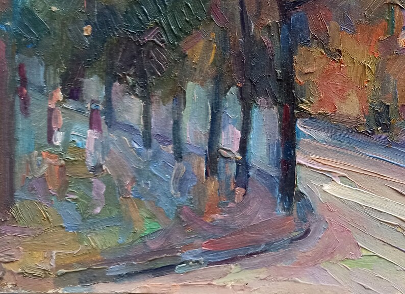 Oil painting Evening city Peter Tovpev original picture painter signed art work /& collectibles kitchen decor