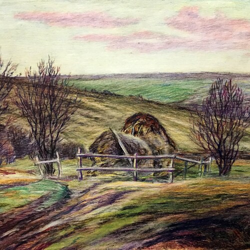 Pencils painting Landscape shops Cherkas A.G. original picture painter ukrainian signed art work & collectibles kitchen decor n707