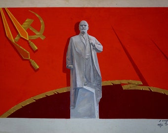 Social realism painting Portrait of Lenin Pokulity Konstantin Ivanovich original picture painter art work & collectibles kitchen decor