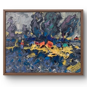 Original Oil Painting: Abstract Landscape Art, Expressive Brushstrokes