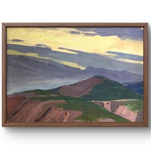Dipinto a guazzo paesaggio originale, dipinto su carta, paesaggio di montagne, arte fatta a mano, natura, senza cornice, paesaggio di montagne, arte murale