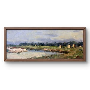 Pintura al óleo paisaje original, pintura sobre cartón, paisaje de lago, arte hecho a mano, naturaleza, sin marco, paisaje de lago, arte de pared, decoración de pared