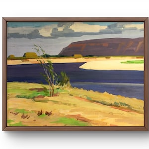 Gouache Malerei Landschaft original, Malerei auf Papier, Fluss Landschaft, handgemachte Kunst, Natur, ungerahmt, Berge Landschaft, Kunst