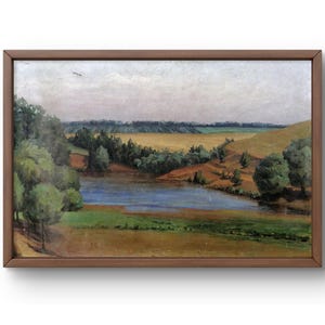 Oil painting landscape original, painting on canvas, forest landscape, handmade art, nature, unframed, lake landscape, wall art