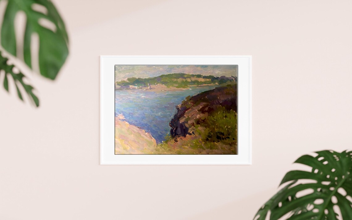 Oil Painting Landscape Original, Oil Painting on Cardboard, Rocky