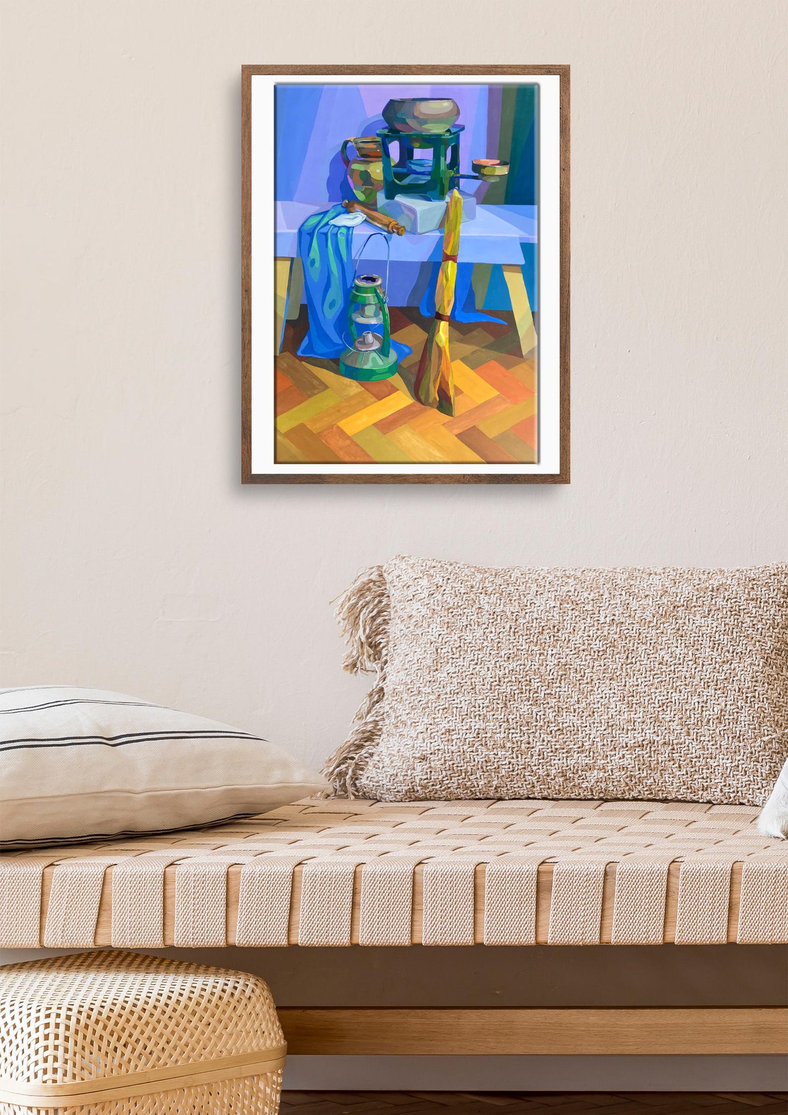 Acrylic Painting Still Life Original, Painting on Paper, Interior Still