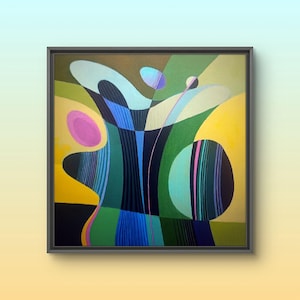 Pintura a óleo abstrata original, pintura em papelão, traços linhas abstratas, arte artesanal, sem moldura, arte contemporânea, arte de parede