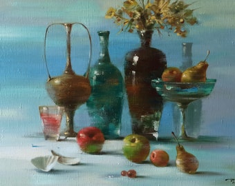 Oil painting Still life Anatoly Borisovich Tarabanov original picture painter signed art work & collectibles kitchen decor nTar106