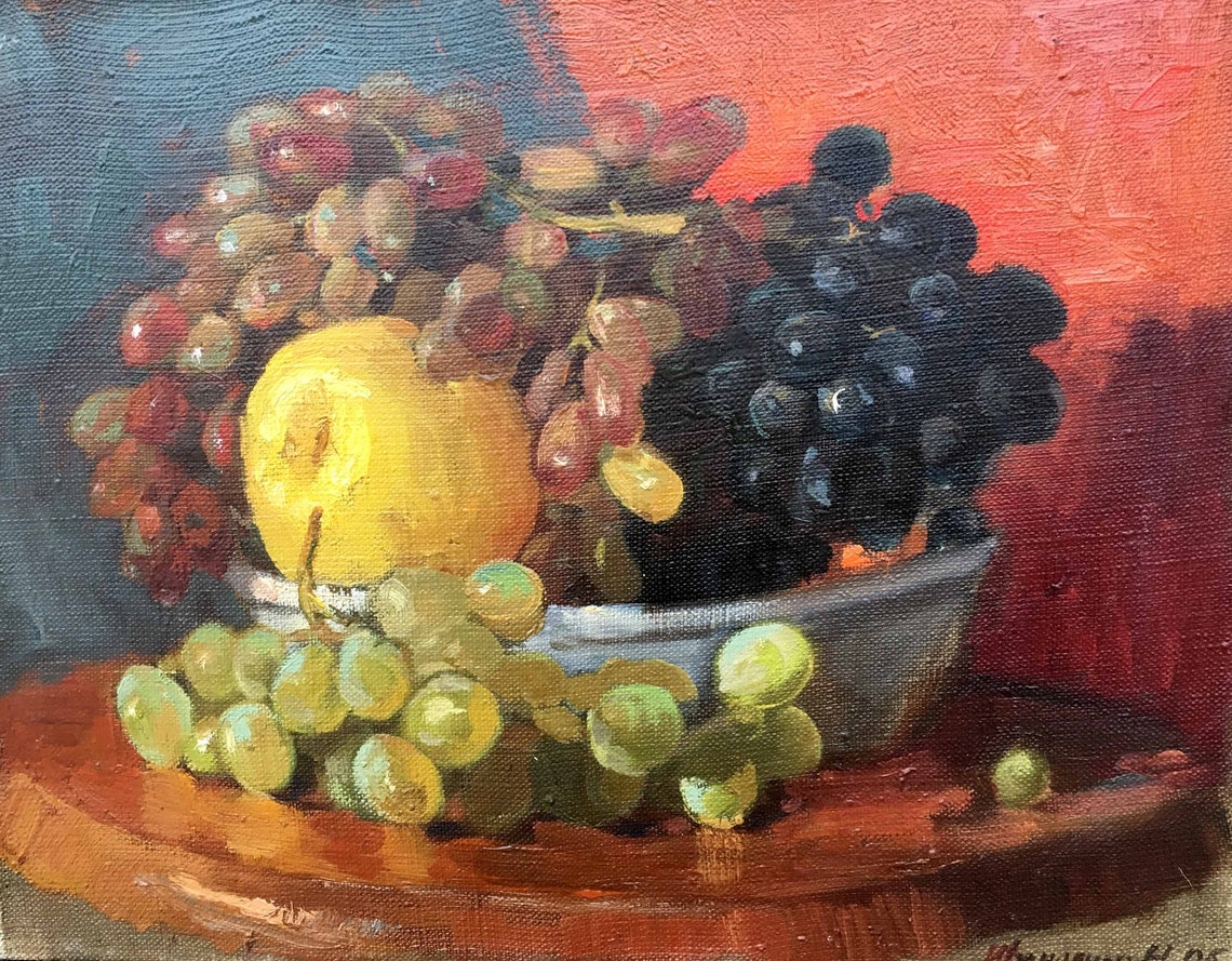 Still Life With Grapes Oil Painting Ivanchenko Natalia Etsy