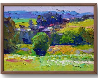 Oil painting landscape original, painting on canvas, mountains landscape, handmade art, nature, unframed, forest landscape, wall art