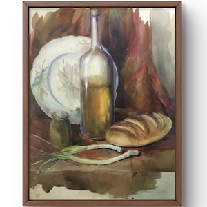 Pintura em aquarela natureza morta original, pintura em papelão, natureza morta de comida, arte artesanal, interior, sem moldura, natureza morta de prato