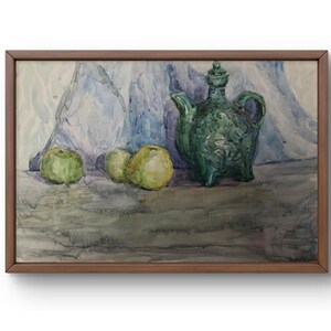 Dipinto ad acquerello natura morta originale, dipinto su carta, natura morta di cibo, arte fatta a mano, interni, natura morta di baccelli di tè senza cornice, arte murale