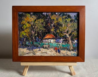 Summer village, house in a garden, rural landscape