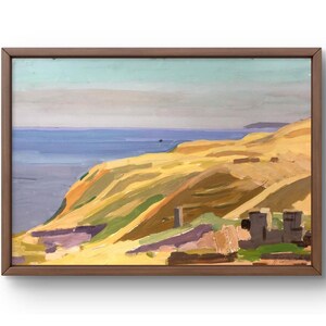 Dipinto a guazzo paesaggio originale, dipinto su carta, paesaggio marino, arte fatta a mano, natura, senza cornice, paesaggio roccioso, arte murale