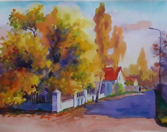 Watercolor painting Autumn is golden Serdyuk Boris Petrovich nSerb764
