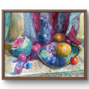 Oil painting still life original, painting on canvas, fruits still life, handmade art, interior, unframed, food still life, wall art